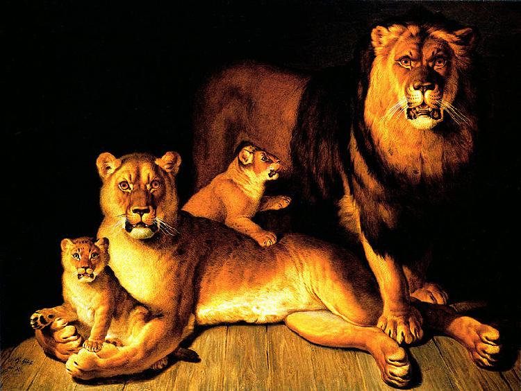 Jean Baptiste Huet A pride of lions France oil painting art